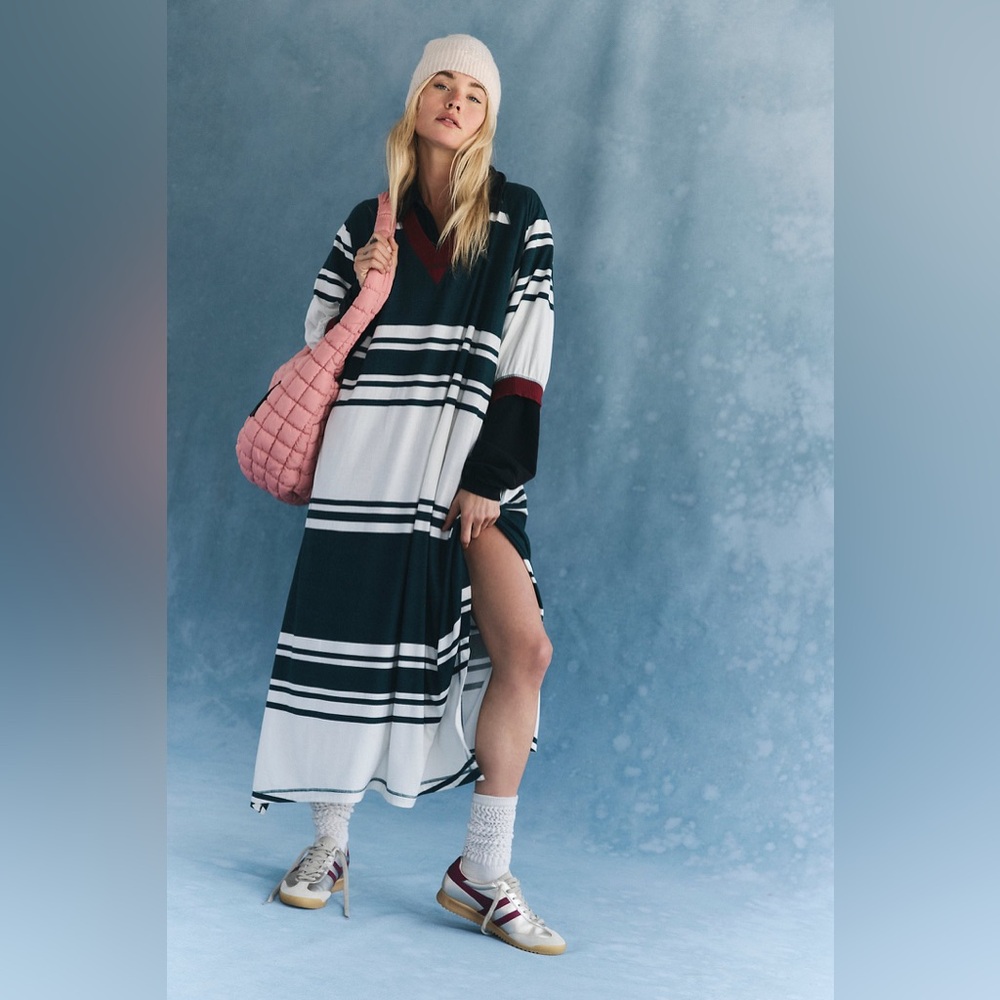 FP Movement by Free People Striped Dress - Black, White, Red